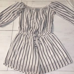 Striped Black and White Romper